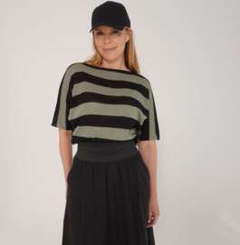 Trui streep black-soft green