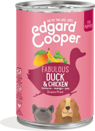 Edgard&Cooper Blik Duck Chicken Puppy - Hondenvoer - Eend Kip Banaan 400 g Graanvrij