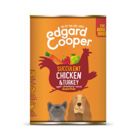 Edgard&Cooper Blik Chicken Turkey Adult - Hondenvoer - Kip Kalkoen Aardbei 400 g Graanvrij