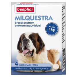 Milquestra wormtabletten hond 5+ Kg 4 tabletten