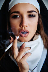 Smoking hot nun (color)