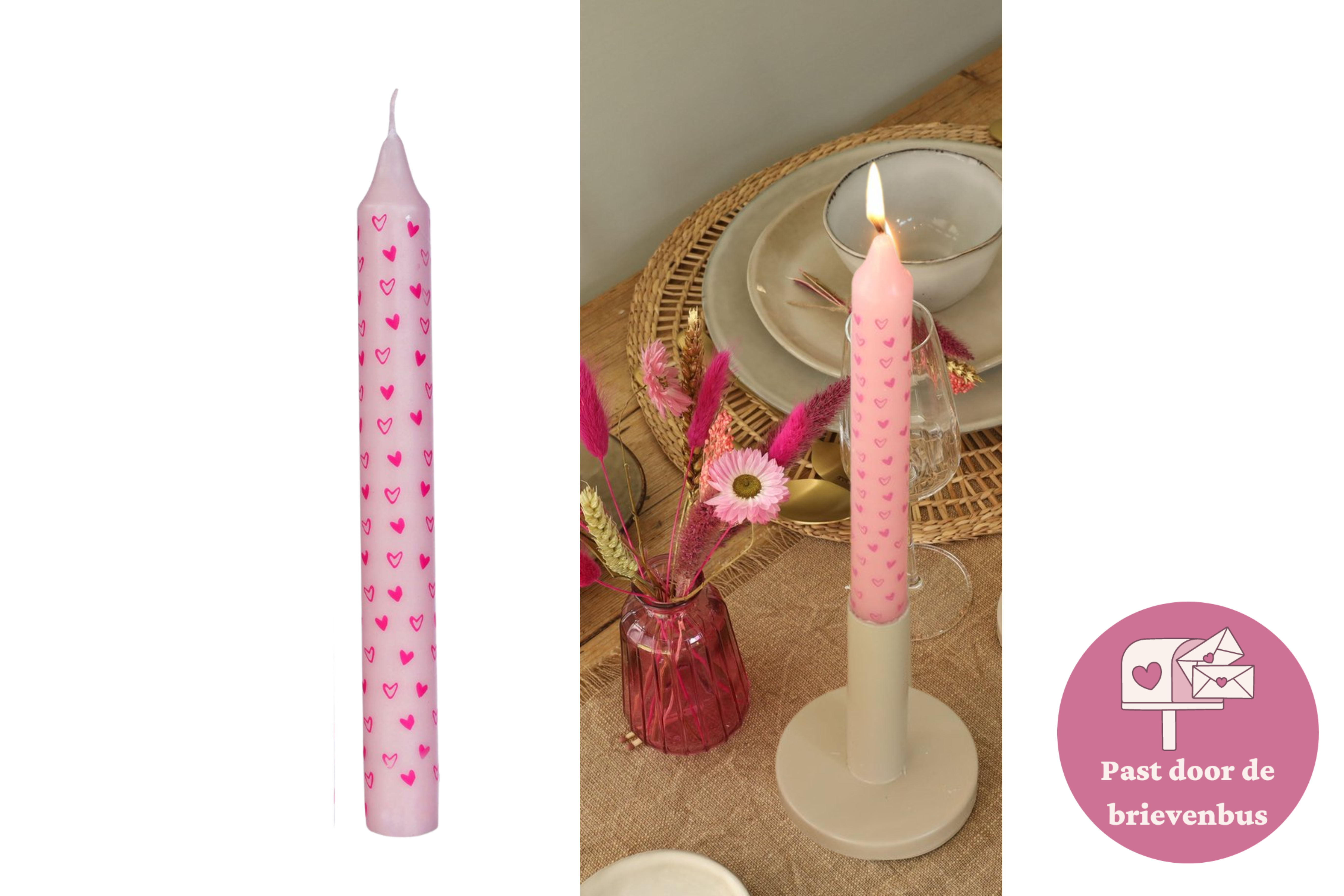 Dinerkaars roze met hartjes