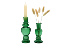 Giftset vaasje en kandelaar - groen