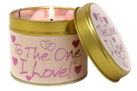 Geurkaars in blik met tekst "To the one I love"