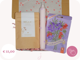 Cadeau voor de juf  "Relax momentje voor de juf" - Brievenbus cadeau