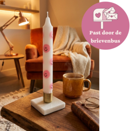 Dinerkaars - licht roze met smileys