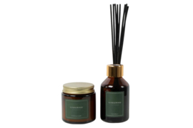 Set geurkaars & diffuser en geurstokjes - groen