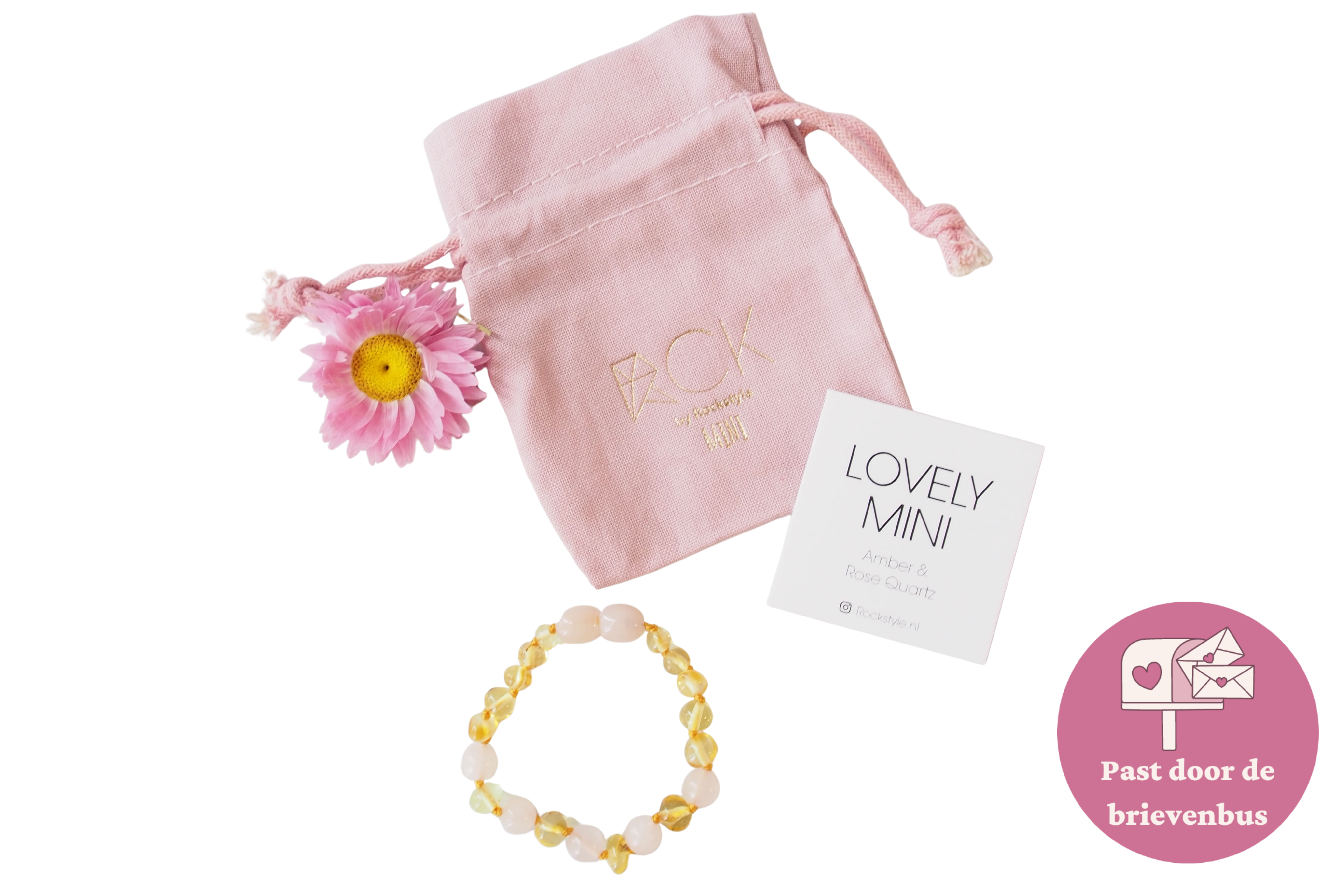 Lovely mini - Barnsteen & Rozenkwarts baby armband