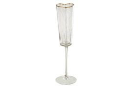 Hartjes champagneglas met goudkleurige rand - transparant