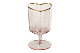 Hartjes glas met goudkleurige rand - roze