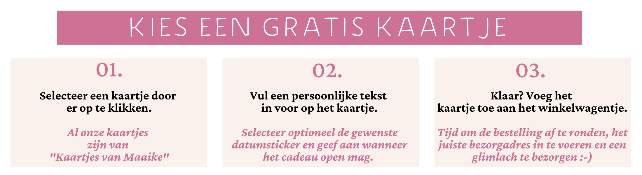 Cadeau met gratis kaartje bezorgen