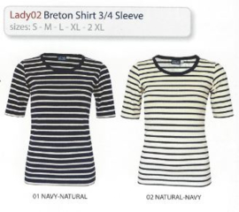 Lady 02: Breton Shirt 3/4 Sleeve
