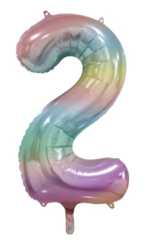 Pastel rainbow cijfer 86 cm