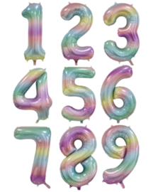 Pastel rainbow cijfer 86 cm