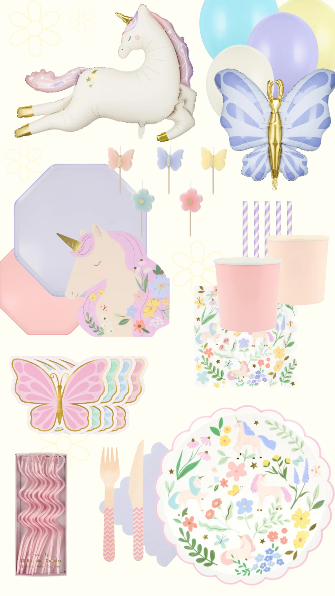 Meri Meri Meadow unicorns bordjes
