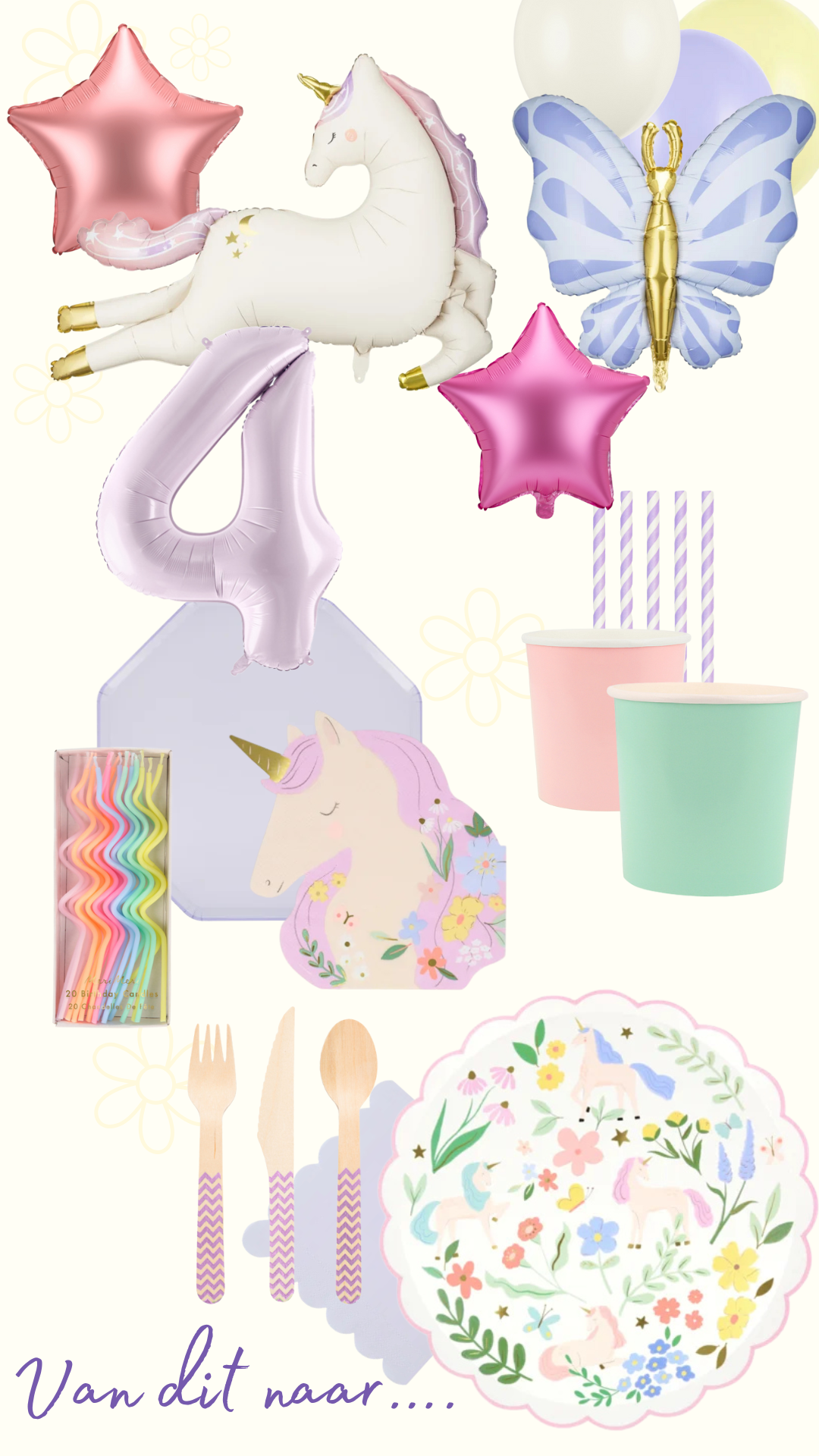 Meri Meri Meadow unicorns bordjes