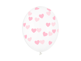 Clear hartjes roze 6 stuks