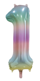 Pastel rainbow cijfer 86 cm