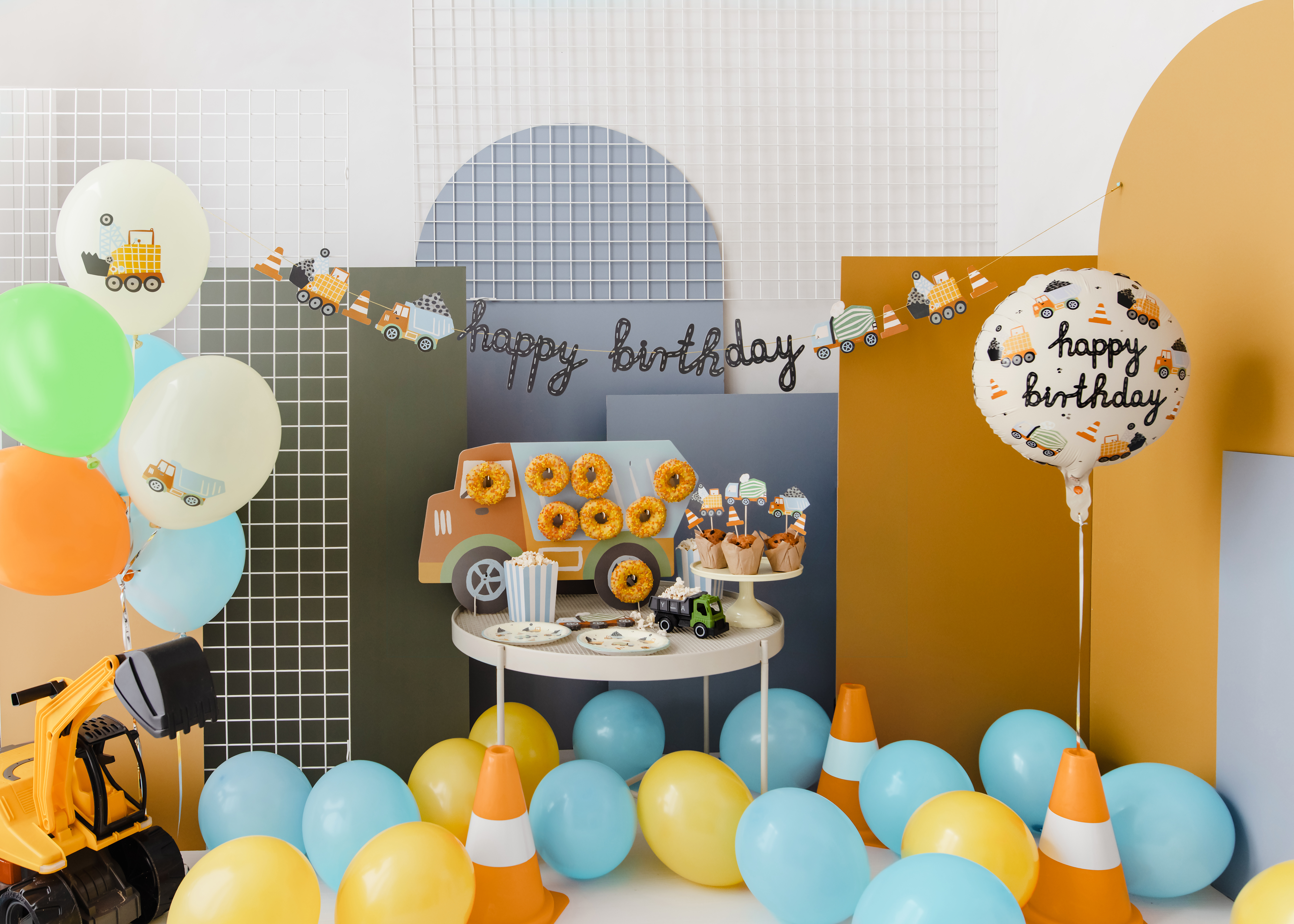 Party Deco Vehicles construction ballon 6 stuks