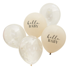 Hello baby taupe &  wolk ballonnen