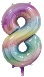 Pastel rainbow cijfer 86 cm