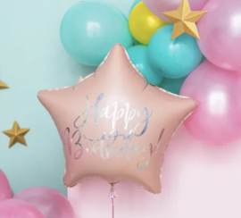 Party Deco pink happy birhday ster