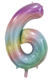 Pastel rainbow cijfer 86 cm