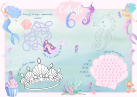 Placemat mermaid party ( digitaal ontwerp)