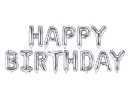 Party Deco Happy birthday zilver