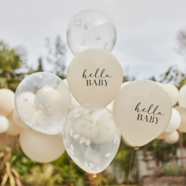 Hello baby taupe &  wolk ballonnen