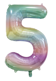Pastel rainbow cijfer 86 cm