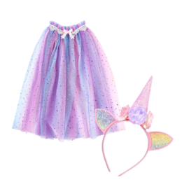 Rainbow unicorn cape & haarbandje
