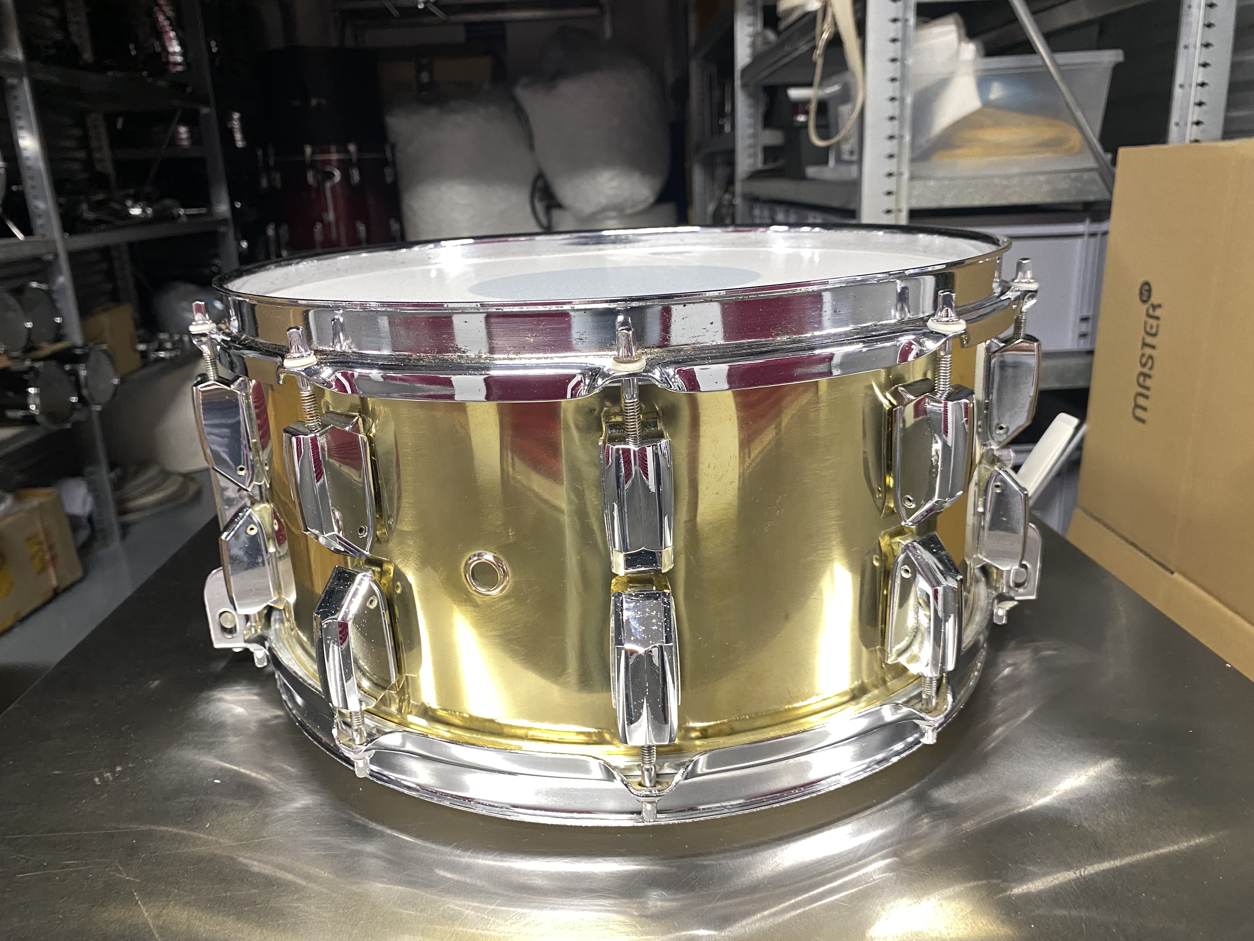 Pearl B-714DX GLX brass snare 14x6.5”