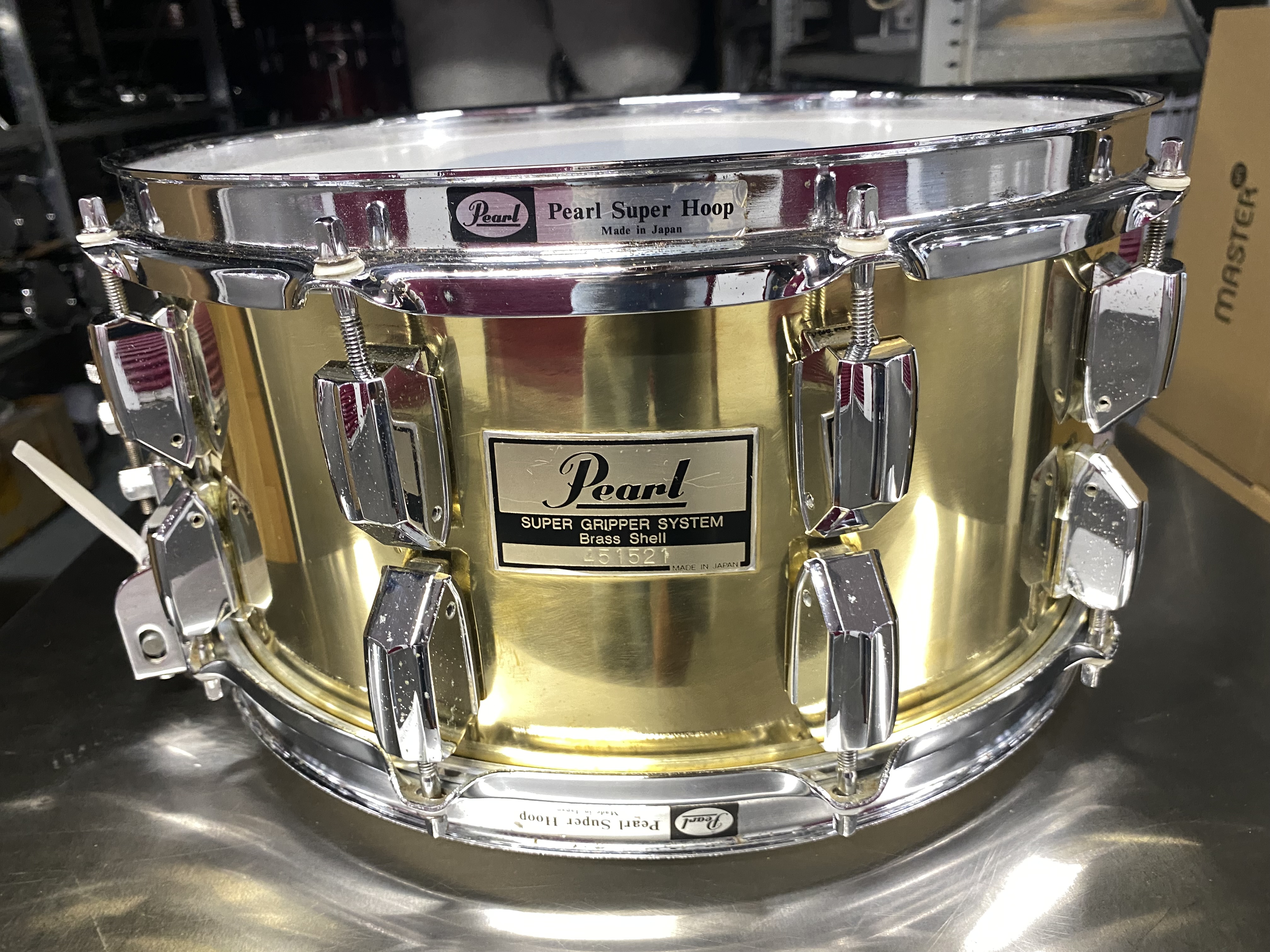 Pearl B-714DX GLX brass snare 14x6.5”