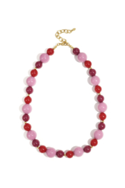 Kralen ketting rood/roze