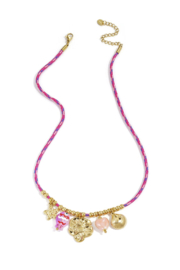 Touwketting roze met Bedeltjes