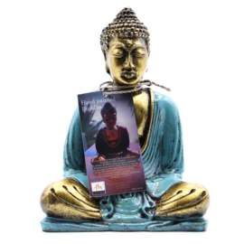 Meditatie Boeddhabeeld - Medium - Teal & Goud - Kant & Klaar cadeaus