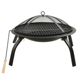 Vuurschaal en barbecue 2-in-1 met pook 56x56x49 cm staal