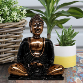 Meditatie Boeddhabeeld - Medium - Zwart & Goud - Kant & Klaar cadeaus