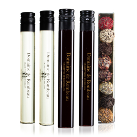 Giftbox 5 - Wijnproeverij met 4 wijnen en 8 chocolade truffels