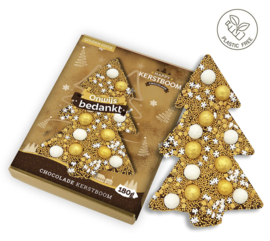 Happy Chocolade Kerstboom goud “Onwijs bedankt”(180g)