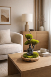 Naturel houten schaal met mosboompje (1.2)