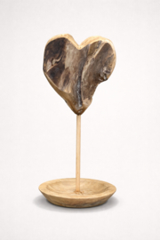 Teakhouten hart  op standaard (3)