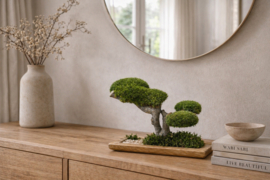 Houten schaal met mosboom (1)