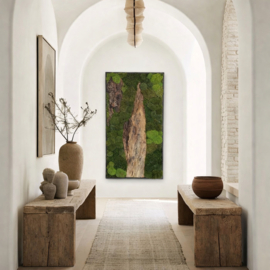 Nature mos schilderij met robuust hout