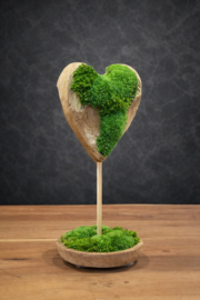 Teakhouten ‘mos’hart op standaard (1)