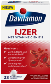 DAVITAMON IJzer met Vitamine C & B12 Tablet (33ST)