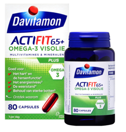DAVITAMON Actifit 65+ Omega 3 Visolie Capsule (80ST)