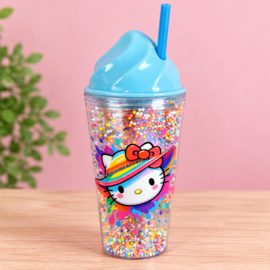 Drinkbeker met rietje - Hello kitty rainbow