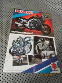 Suzuki 1987 kleurenfolder Reclame Adv. o.a. RG250 RG500 GSX-R750 & 1100